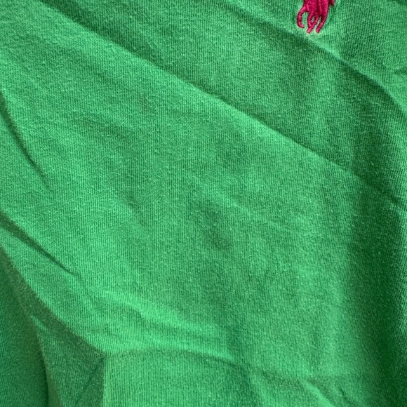 Ralph Lauren 2T Green Short Sleeve Shirt Blouse with Ruffle Sleeves- Minor Hole - Picture 2 of 6